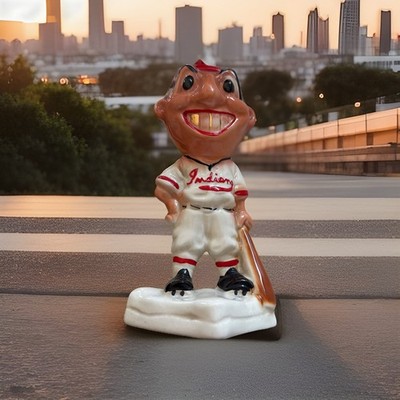 1940's Vintage Cleveland Indians Chief Wahoo Gold Tooth 8'' Stanford Pottery Bank