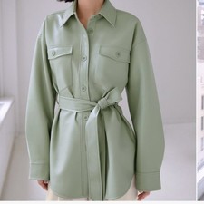 Aritzia Babaton Ava Vegan Leather Belted Shir...
