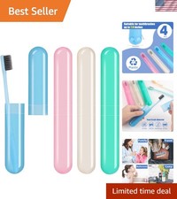 4 Pack Toothbrush Cases Travel Toothbrush Holder Portable Toothbrush Containe...