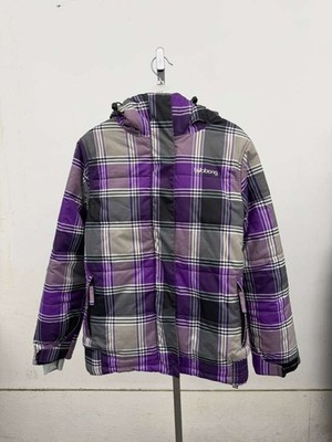 Billabong 15K Aved Point Dry Ski Jacket Womens Medium Multi Plaid Hooded Zip-Up