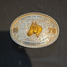 1978 Texas Diablo "Sterling" Silver Belt Buckle vintage
