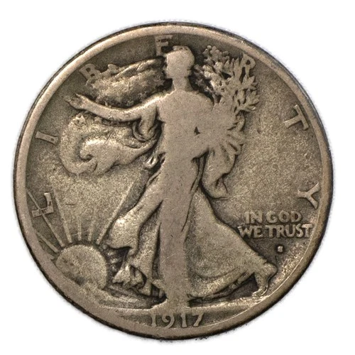 1917-S San Francisco  Walking Liberty Silver Half 50c Very Good VG+