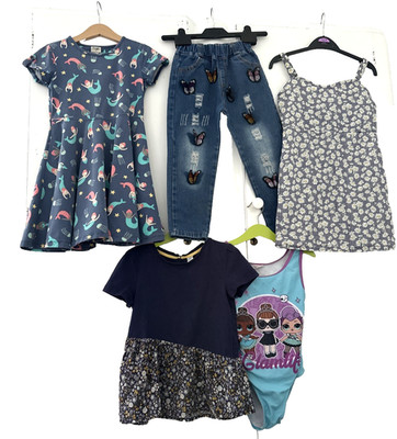 FRUGI/TU/ETC. 5 ARTIKEL KONVOLUT. KLEIDER/BADEANZUG/JEANS/TOP. Alter 5/6