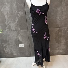 Sue Wong Nocturne Black 100 Silk Beaded Floral Evening Dress Women s Size 4