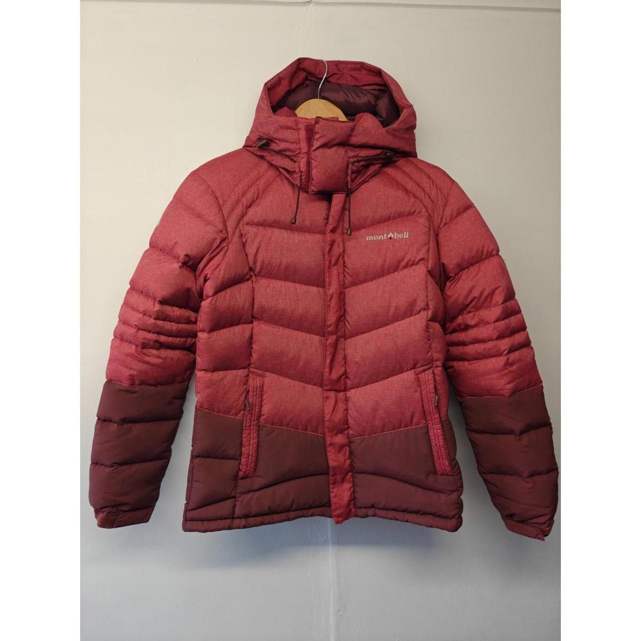 Montbell EX 700 Down Puffer Jacket Womens Red Hooded Outdoor Hiking