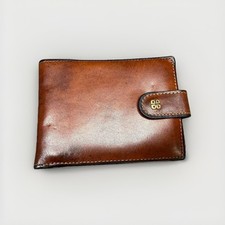 Bosca Brown Leather Bifold Wallet Coin Pocket Frame Clasp Pre-Owned