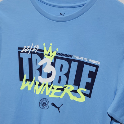 【新品】Manchester City 22-23 Treble Shirt Official Puma Manchester City T Shirt Tee Treble Winners 22/23