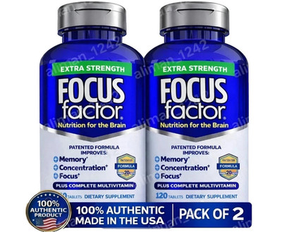 2 Packs Focus Factor Adults Extra Strength- Brain Supplement for Memory- 120 Tab