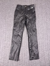 Harley-Davidson Pants Womens 2 Black Leather Front Knit Back Slim Moto Biker
