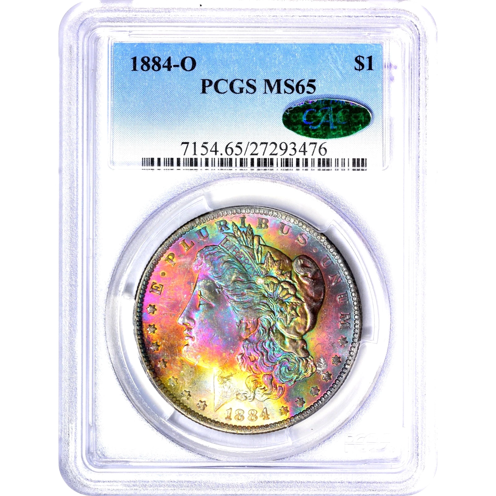 1884 o morgan silver dollar PCGS MS 65 CAC MONSTER RAINBOW TONED VIDEO