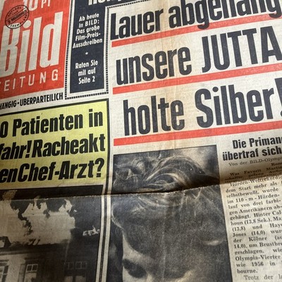 Bild Zeitung 1960 ''Olympic Title Silver Jutta Heine'' Kriemh Hausmann Elke Sommer