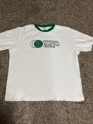 ZARA Ringer World Tour Opening 1975 White T-shirt Green Accent