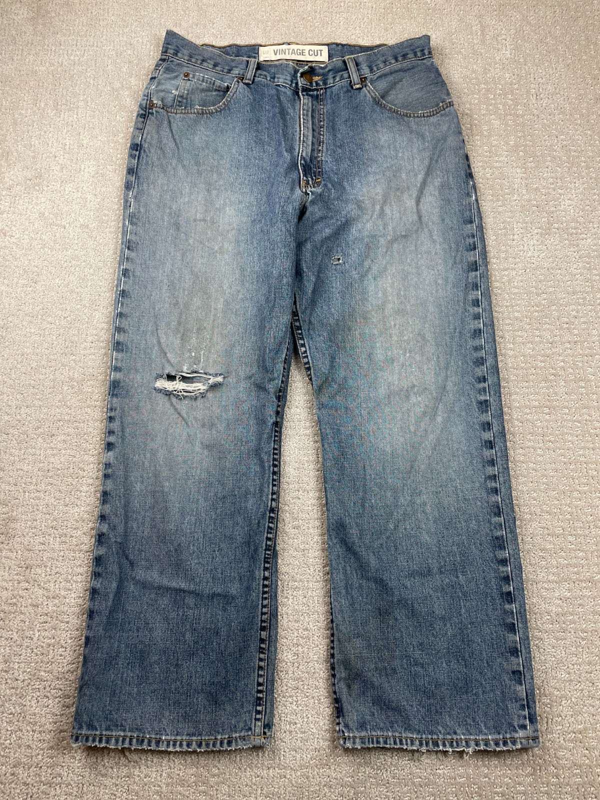 VTG GAP Jeans Mens Fits 34x28 Vintage Cut Medium Wash Relaxed Wide Leg USA Made