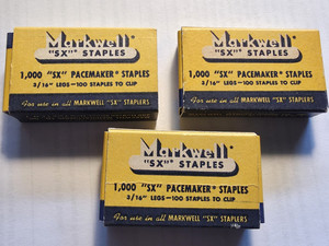 NOS - VTG MARKWELL "SX" PASEMAKER STAPLES 3/16", 3 boxes of 1,000 each + OR -