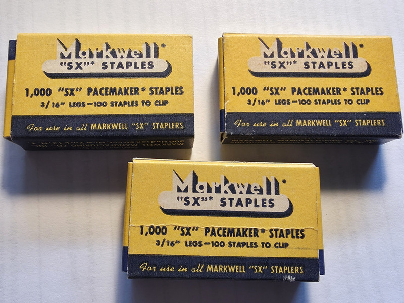 NOS - VTG MARKWELL "SX" PASEMAKER STAPLES 3/16", 3 boxes of 1,000 each + OR -