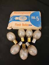 7 Pcs Vintage Quick-Flash Bulbs Westinghouse GE No.5 Class M Original Box B55