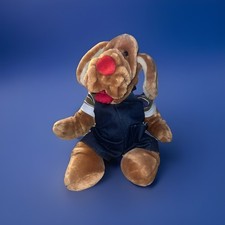 VTG 1981 Ganz WRINKLES the Dog Hand Puppet Plush w/ NUMBERED TAG Denim Overalls