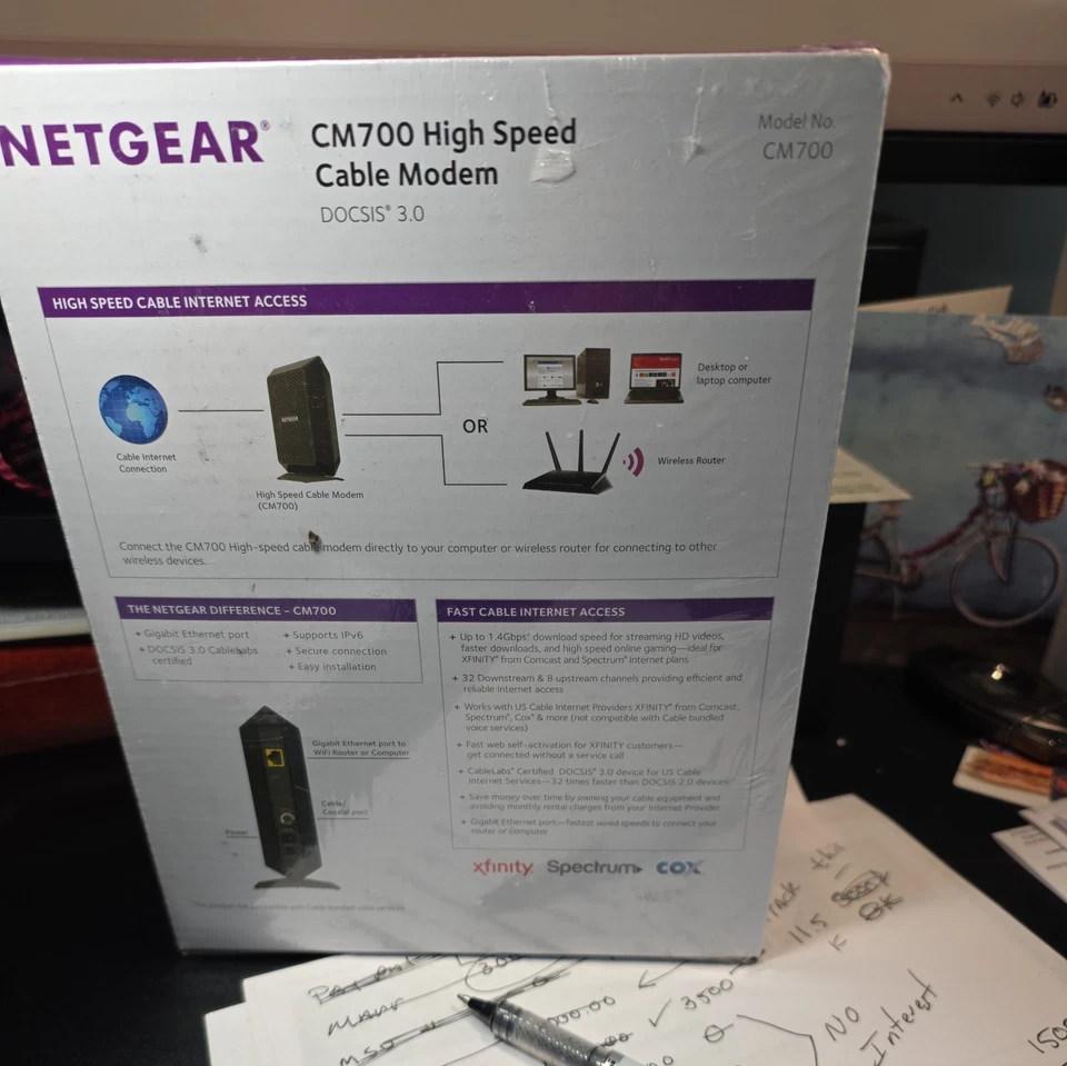 NETGEAR CM700-100NAS High SpeedCable Modem (open Box, Tested) - Image 3 of 3