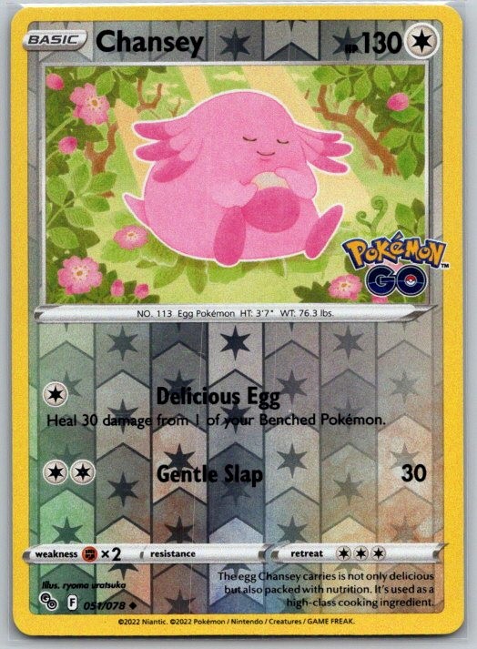Chansey 051/078 Uncommon Pokemon GO Pokemon Reverse Holo Near Mint