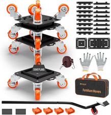 Furniture Dolly 5 Wheels Heavy Duty with Removable Side Guards,3307 Lbs Capacity