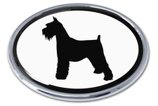 schnauzer white chrome auto emblem decal usa made