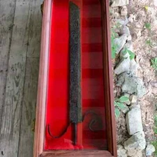 Knife Display Case Dagger Blade Stiletto 18 x 7 Cherry & Red Wood USA Shadow Box