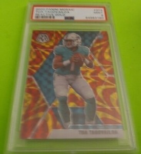 2020 Tua Tagovailoa Panini Mosaic Reactive Gold ROOKIE Card #203 PSA 9 MINT RC