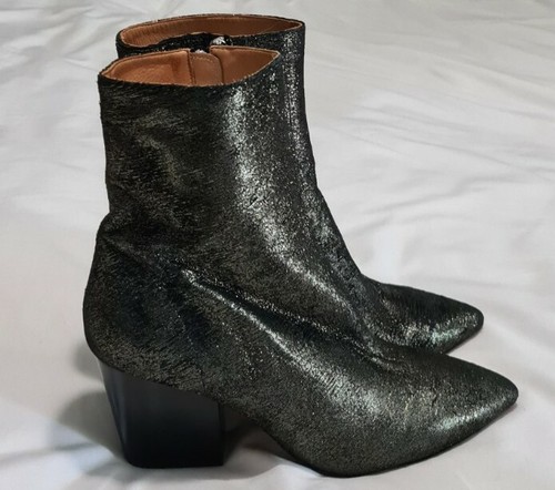 Iro Ladilor Sliced Metallic Suede Leather Ankle Boots Black/Gold Size uk 8 eu 41 - 第 3/8 張圖片