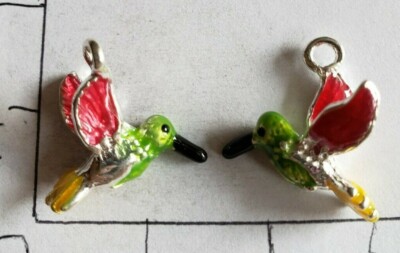 Colorful Hummingbird enamel charms bird watcher tree fly pendant  
