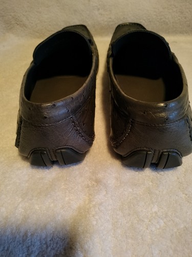 Men's Ferragamo Ostrich drivers, gray 9D. NWOT USA only - Picture 6 of 17