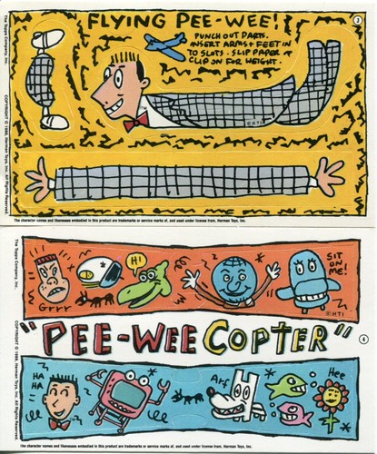 1988 Topps Pee Wee's Playhouse Trading Card - # 1 - 4 Flying Things Card Set - Picture 2 of 2