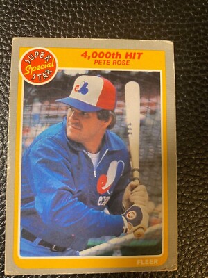 Pete Rose 1985 Fleer Super Star Special 4000th Hit Card  Pete Rose 1985 Fleer Baseball Card 4,000 Hit Super Special Star Vintage main image 0