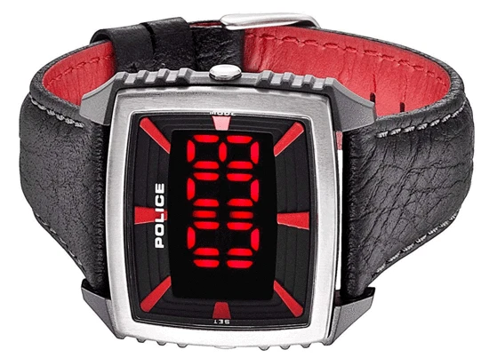 VERY RARE RED DIGITAL POLICE COUNTDOWN PL13890JPBS / 02 LEATHER STRAP - image 4 of 4