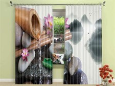 Water Through Bamboo 3D Curtain Blockout Photo Printing Curtains Drape Fabric