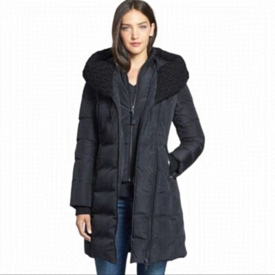 MACKAGE x Aritzia Black Brigid Cable Knit Collar Down Puffer Coat Size XXS