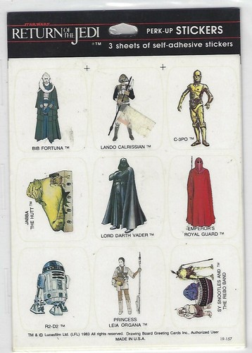 Star Wars ROTJ Perk-up Komplettsatz 6 (sechs) Stickerbögen (1983) Zeichenbrett - Bild 4 von 6