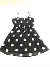 FOREVER 21 Ladies MEDIUM black White POLKA DOT lined chiffon Dress, Buttons
