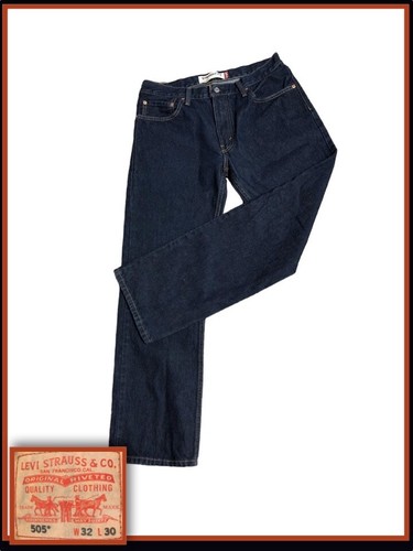 Levi's 505 Regular Fit Men's Jeans Blue Size 32x30 Dark Wash 5 Pocket 382484 - Picture 2 of 8
