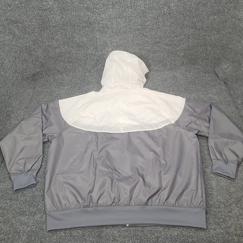 Nike Jacket Mens Extra Large Gray White Zip Hooded Windbreaker Rain Coat New XL - Picture 10 of 14