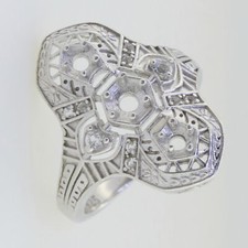 Sterling Silver Semi Mount Ring Setting Round Rd 4x4mm 3x3mm Art Deco Style