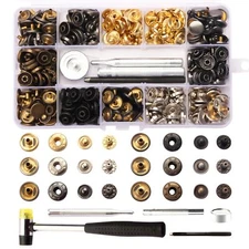 120 Sets Snap Buttons Kit for Leather 12mm Metal Fasteners with 4 Setter Tools