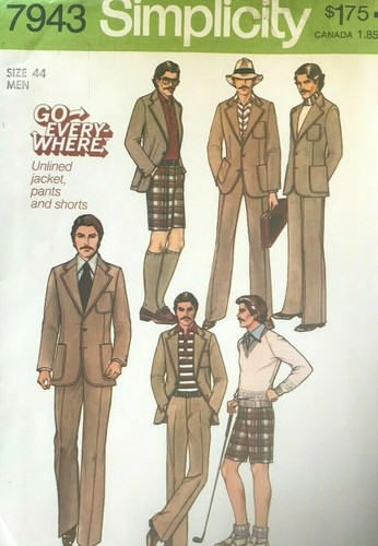 1970's VTG Simplicity  Men's Pants, Shorts, Jacket Pattern 7943 Size 44 UNCUT - Picture 1 of 2