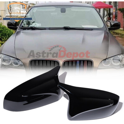 Pair Glossy Black M Style Side Mirror Cover Caps For BMW X5 X6 E70 E71 2007-2013