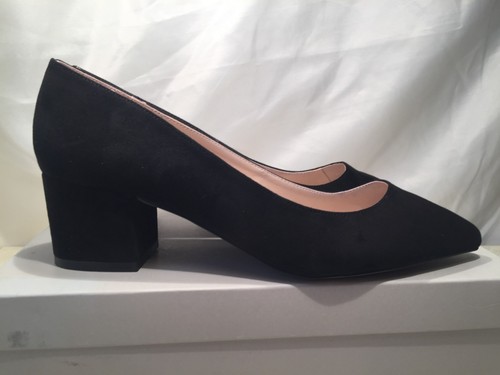 Closed Toe Black Suede Court Shoes UK 
