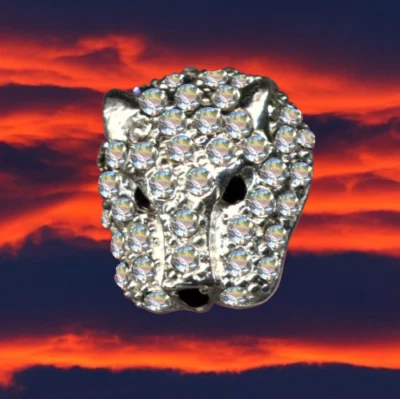 I Leopard Panther I Anhänger I Echt 925 Massiv Sterling Silber I Kristalle I - Bild 1 von 4