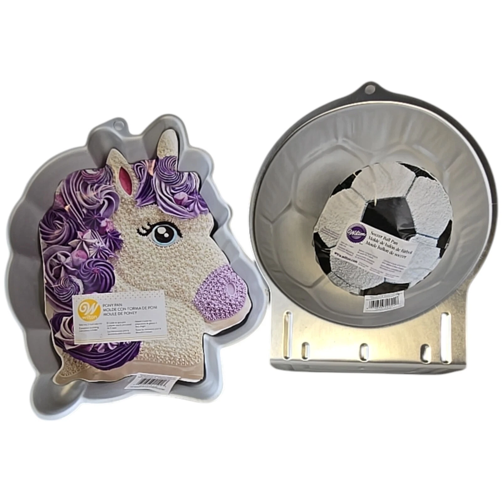 🚨2 Pc Wilton Horse Head Unicorn Cake 2105-1011 Soccer Ball 2105-2044 Baking Pan