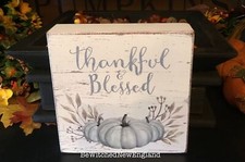 6" Autumn Fall Wood Sign Thanksgiving Sign Thankful Blessed Block Sign