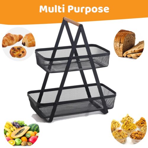 Fruit Basket Handle Holder Rack Vegetable Bowl Storage Stand Snack Bread Rack - Picture 3 of 14