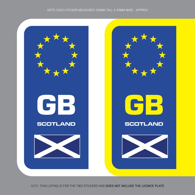 SKU1110 2 x Scottish Flag GB Euro Number Plate Stickers EU ...