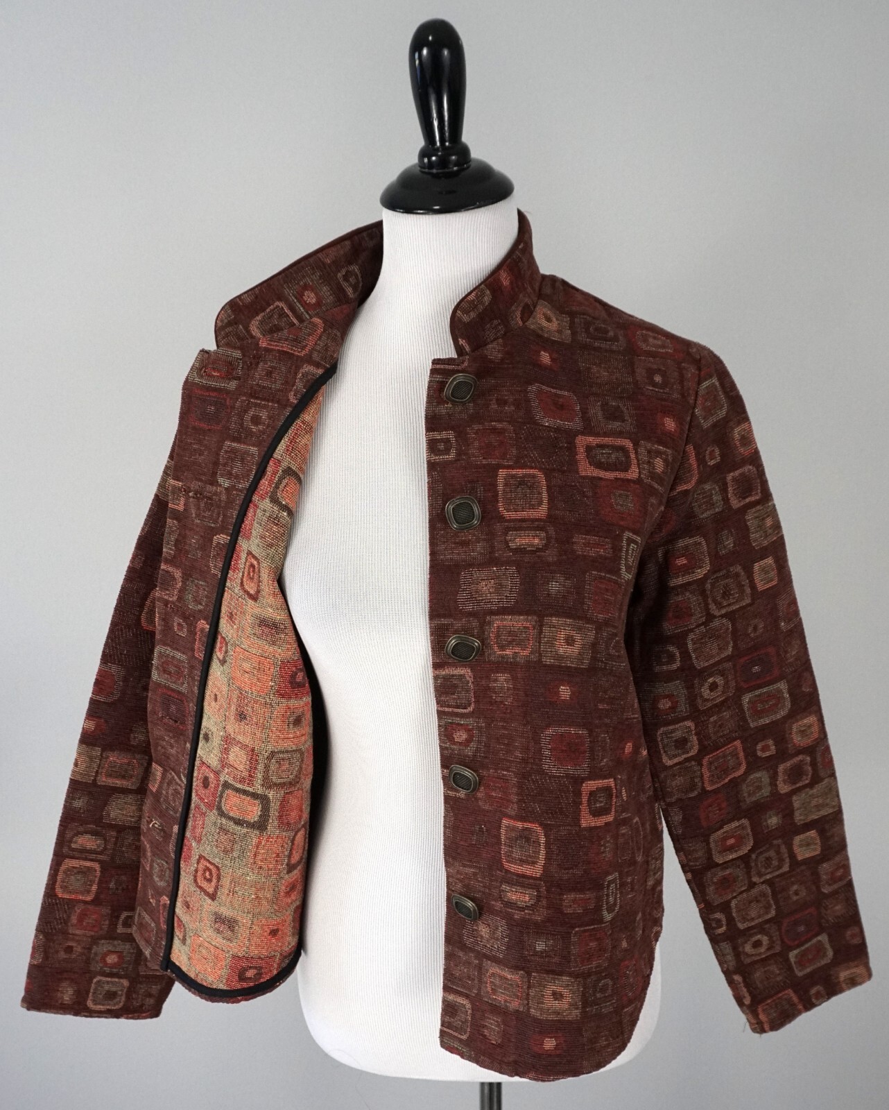 Orvis Red Multicolor Button Up Collared Tapestry … - image 5